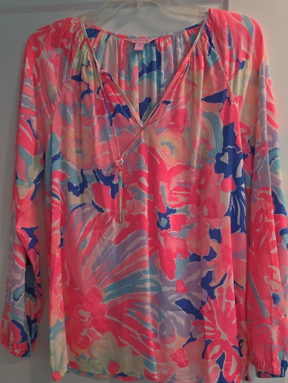 EUC Lilly Pulitzer Elsa Silk Top Abstract Long Sleeve Blouse. Size M
